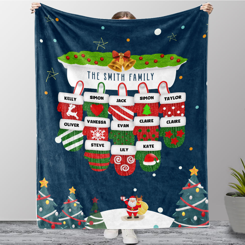 Personalized Christmas Gloves Family Member Fleece Blanket II