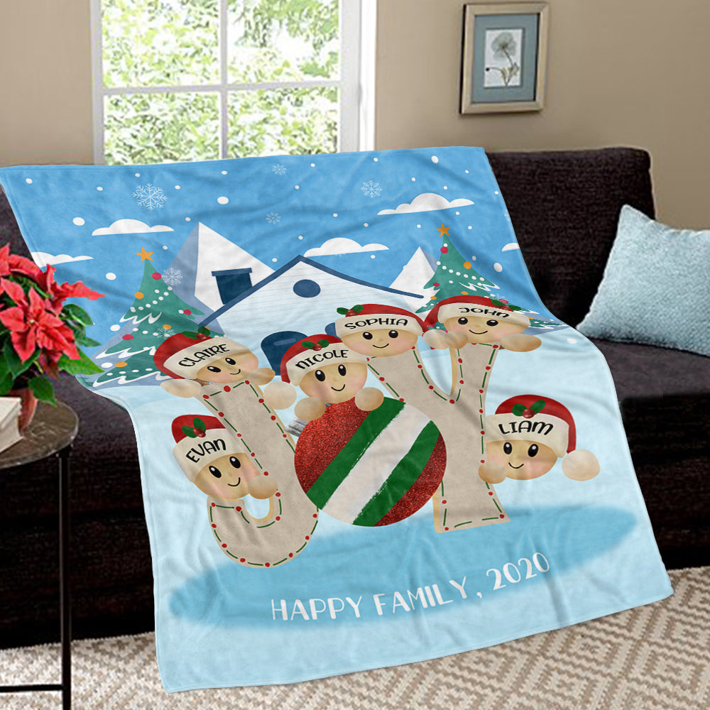 Personalized Christmas Tree and Hat Family Member's Name Fleece Blanket III
