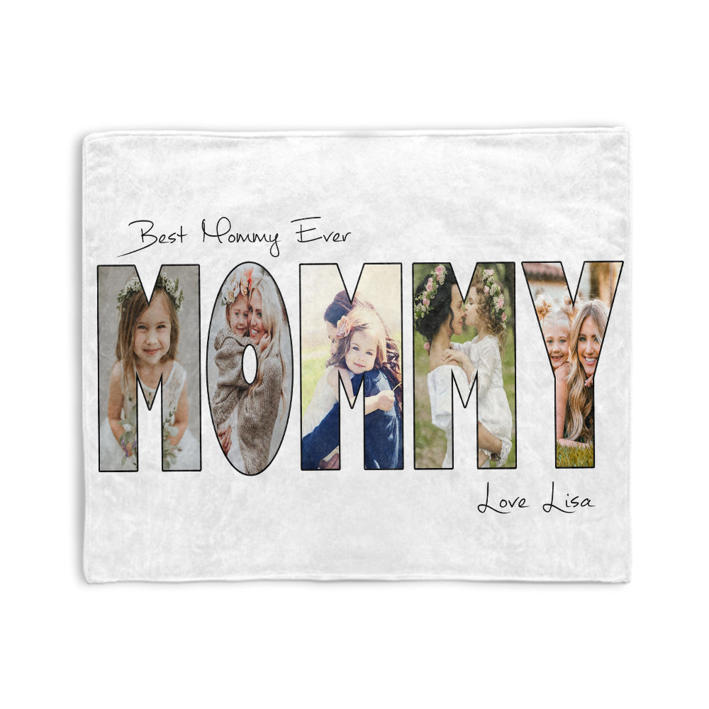 Personalized Mommy Photo Collage Fleece Blanket