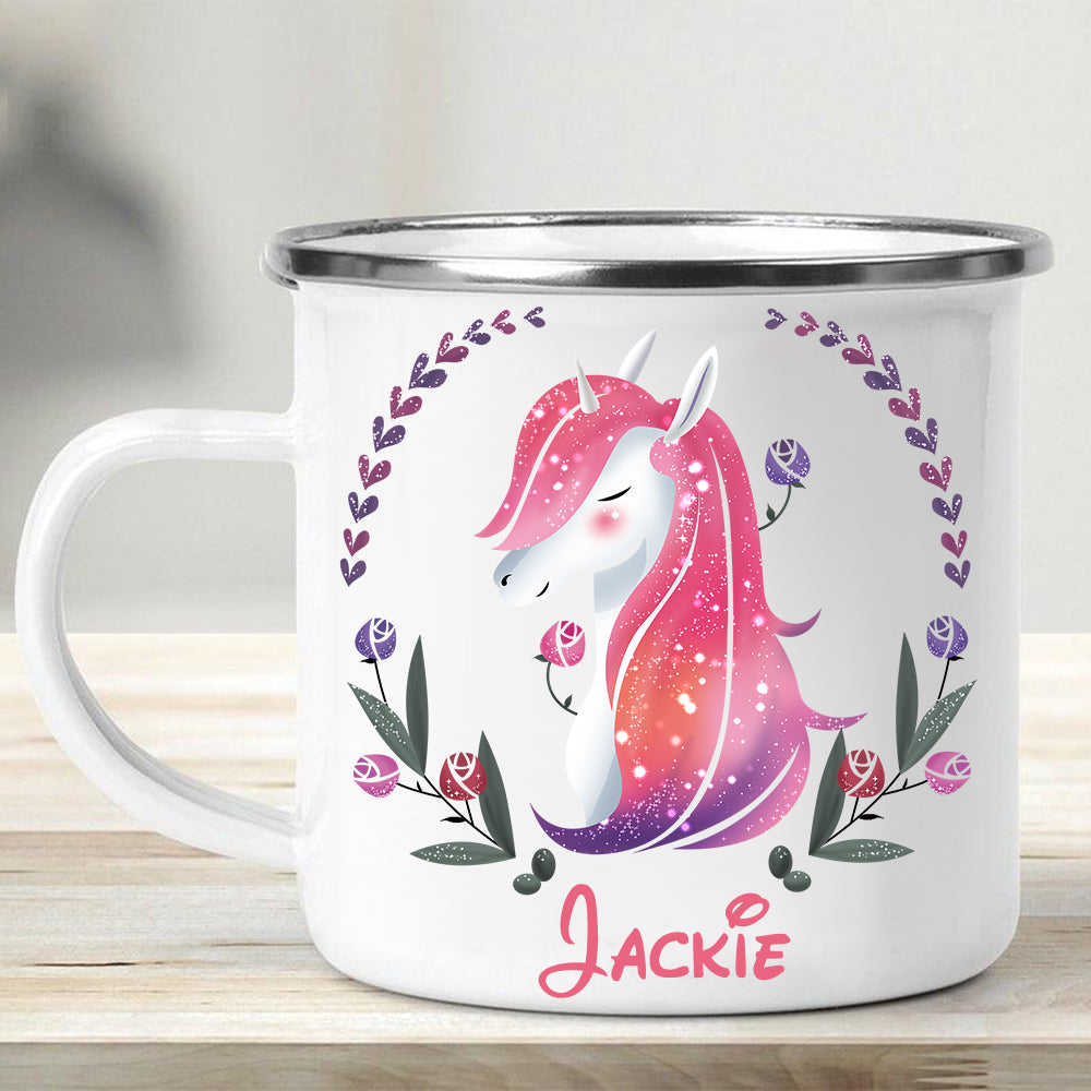 Custom Name Unicorn Enamel Campfire Mug Ⅴ