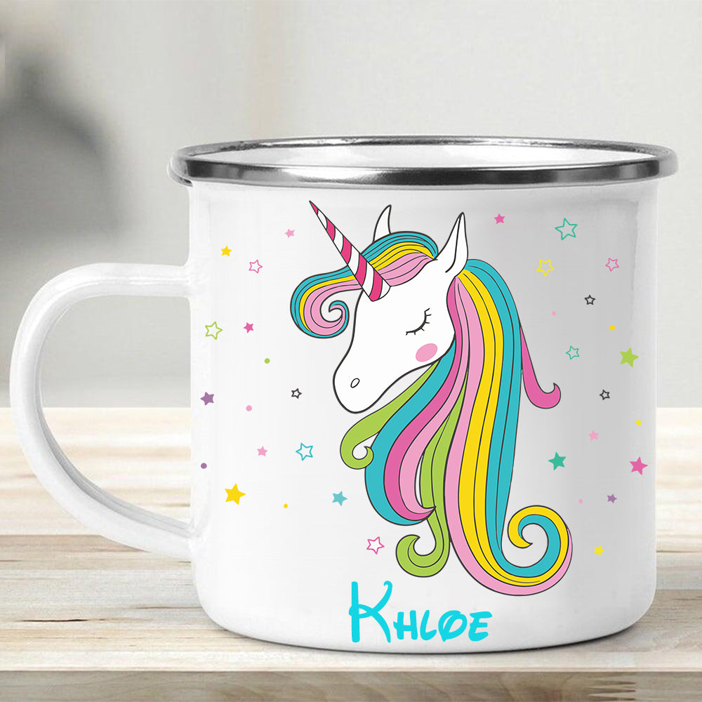 Custom Name Unicorn Enamel Campfire Mug Ⅶ