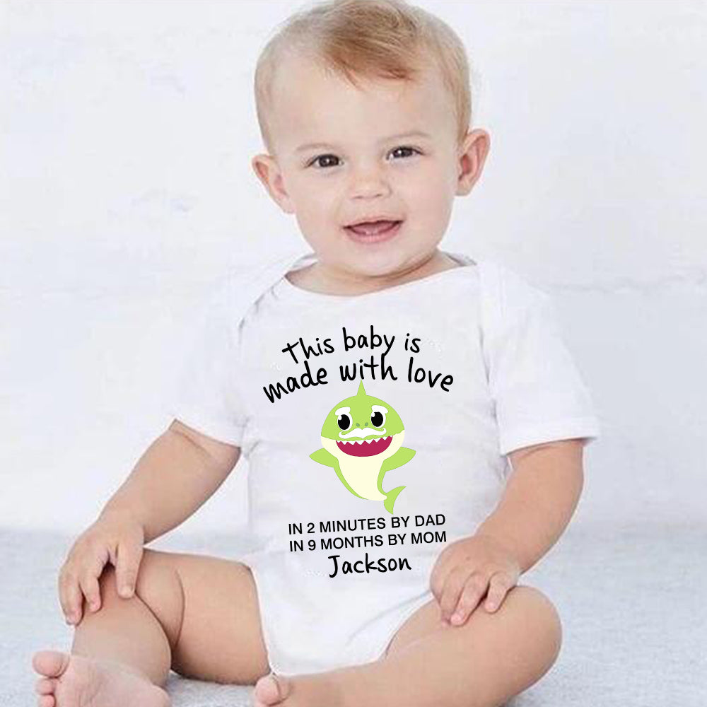 Custom Baby Onesie, Funny Baby Onesie, Baby Boy Onesie, Green Shark Baby Onesie