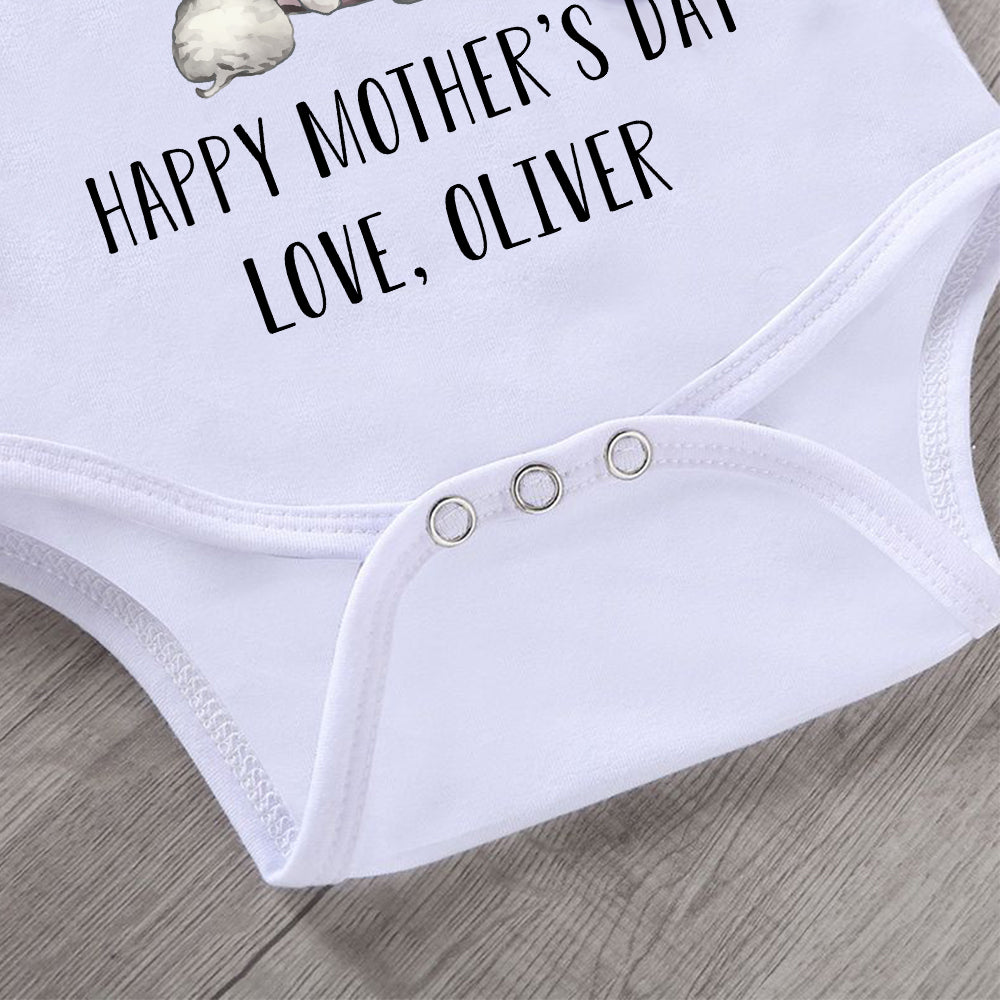 Custom Two Elephants Mother's Day Baby Onesie