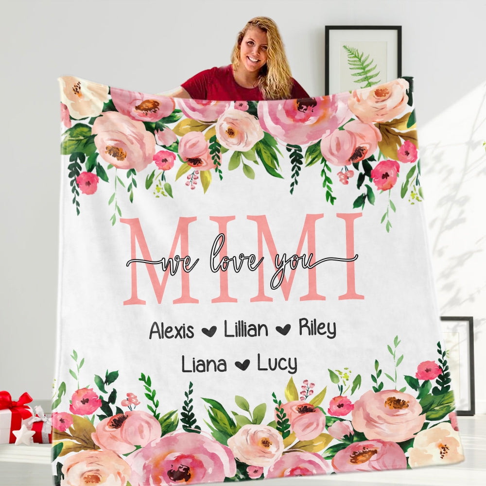 Custom Pink Floral Mother's Day Cozy Plush Fleece Blankets