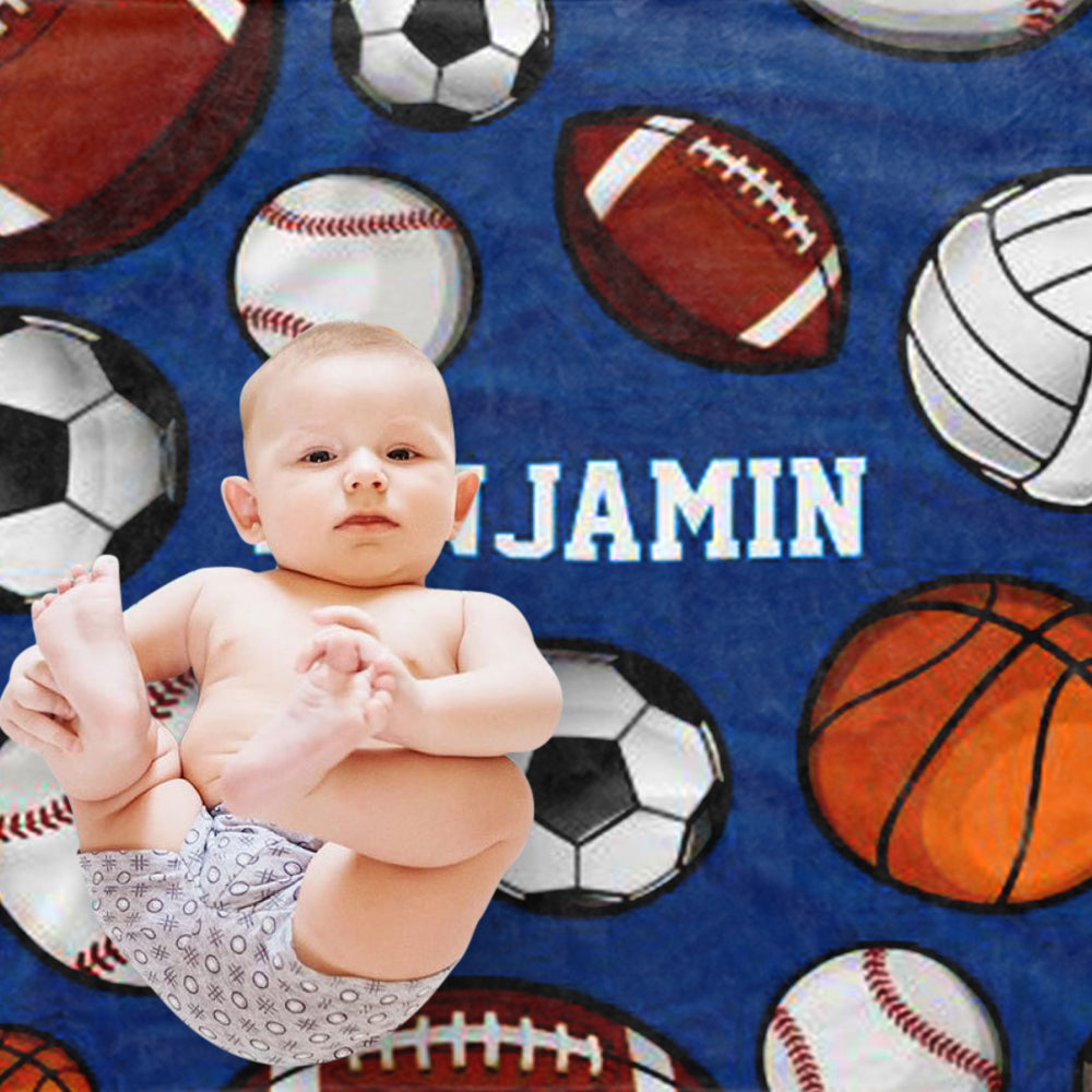 Custom Sport Baby Boy Name Blanket