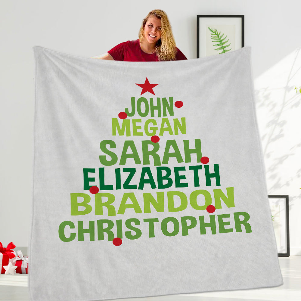 New Personalized Christmas Family Blanket With Names