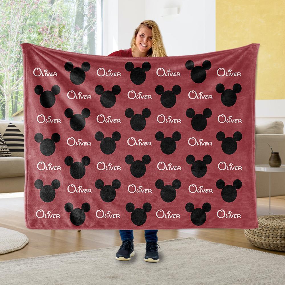 Personalized Name Mickey Cartoon Pattern Baby Blankets