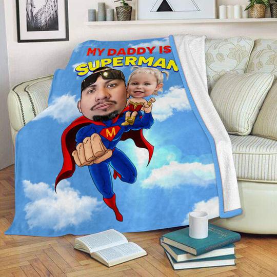 Custom Superhero Portrait Blanket with Photos