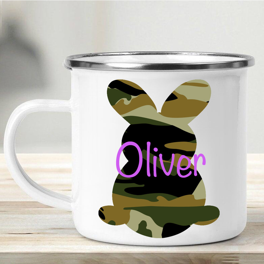 Custom Name Rabbit Easter Children's Enamel Campfire Mug X