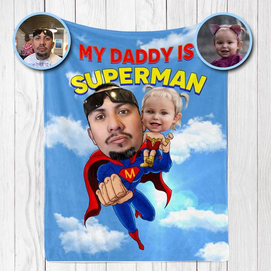 Custom Superhero Portrait Blanket with Photos