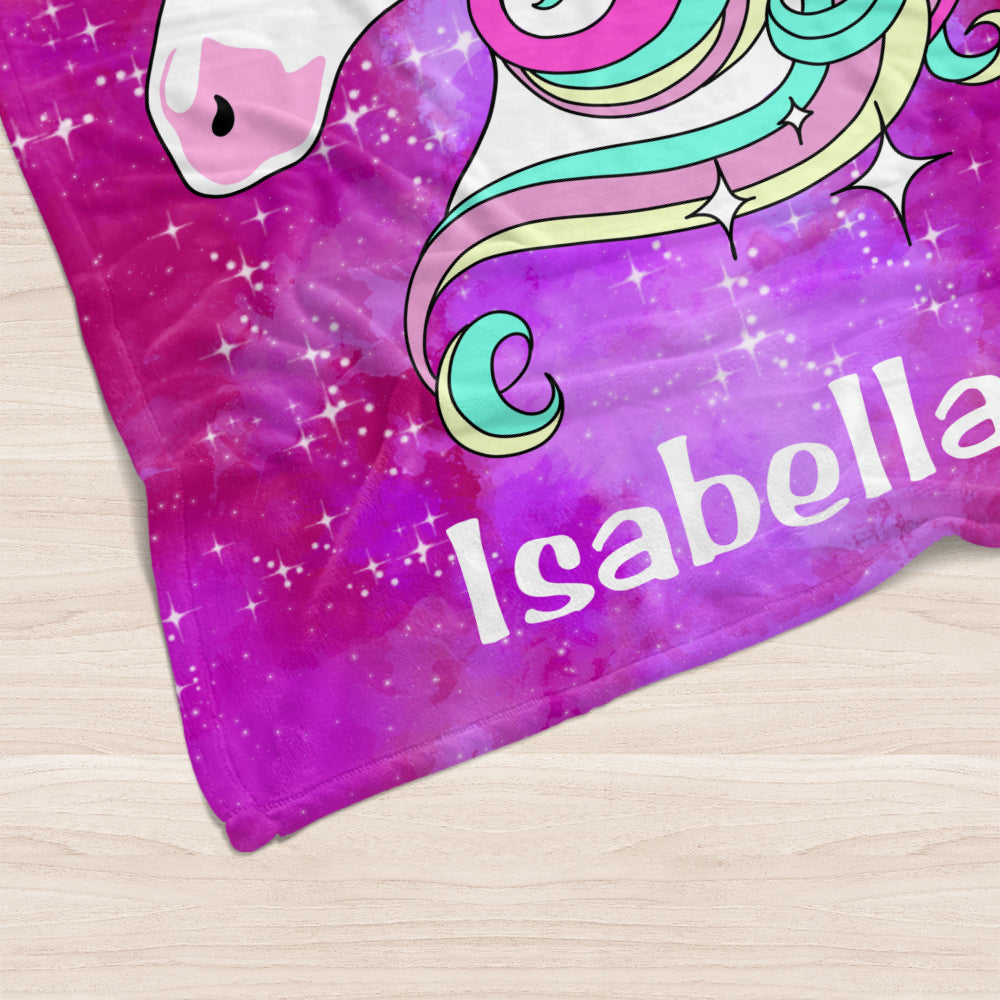 Custom Magical Unicorn Baby Girl Name Blanket