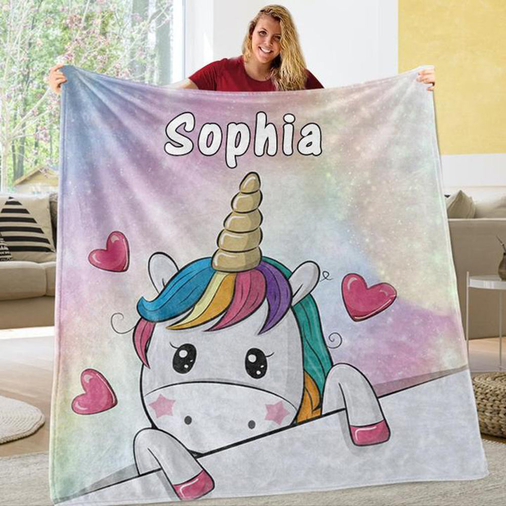 Custom Baby Name Blanket, Personalized Baby Blankets, Baby Shower Gift, Baby Name Blanket, Baby Girl Blanket, Velveteen Plush Blanket, Baby Unicorn Blanket