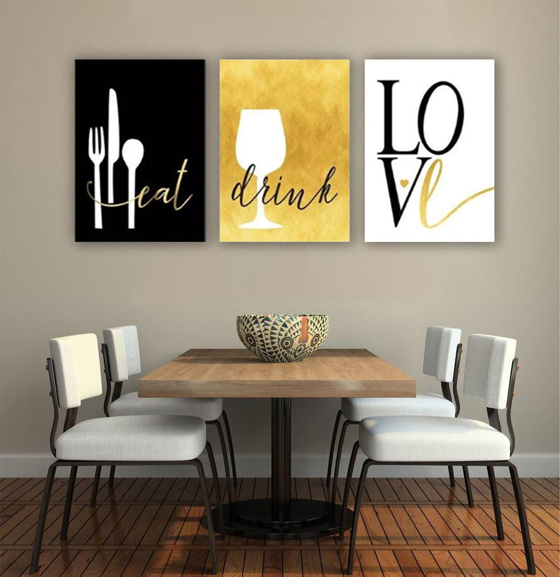 Eat Drink Love Modern Wall Art Set