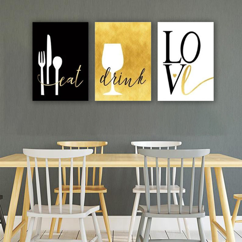 Eat Drink Love Modern Wall Art Set