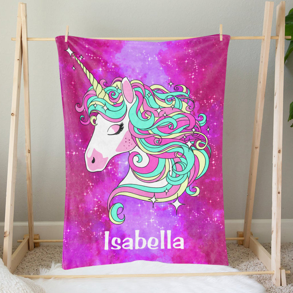 Custom Magical Unicorn Baby Girl Name Blanket