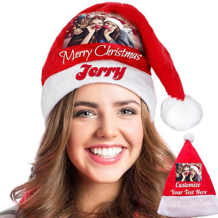 Personalized Christmas Hat, Custom Christmas Photo Hats with Name for Family