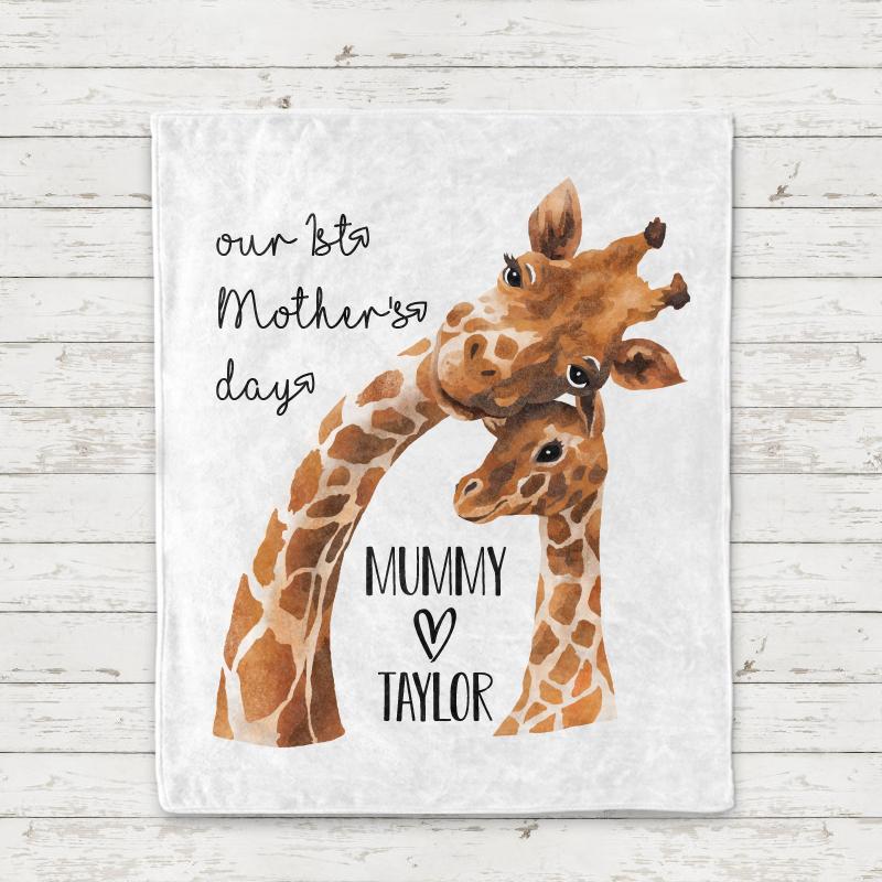 Custom Giraffe Mother's Day Baby Onesies and Matching Mom Shirts