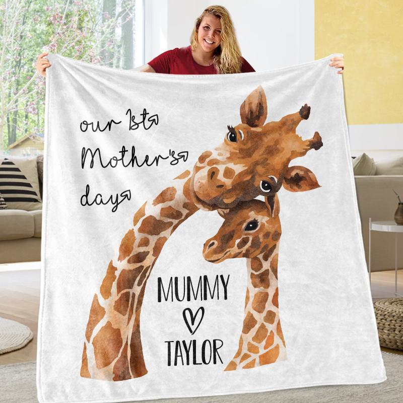 Custom Giraffe Mother's Day Baby Onesies and Matching Mom Shirts