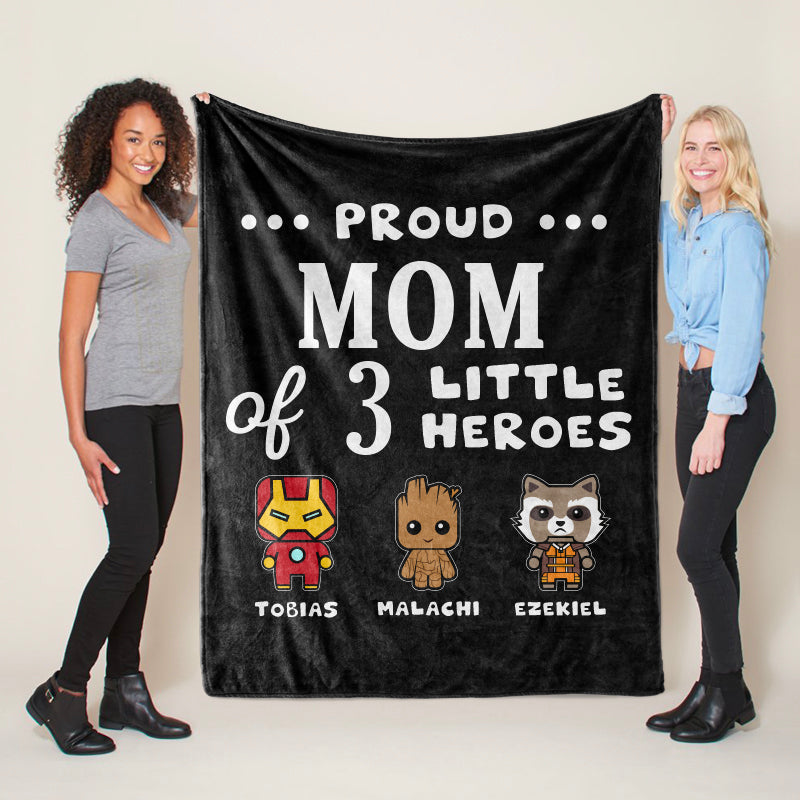 Personalized Proud Mom of Little Heroes Blankets with Names