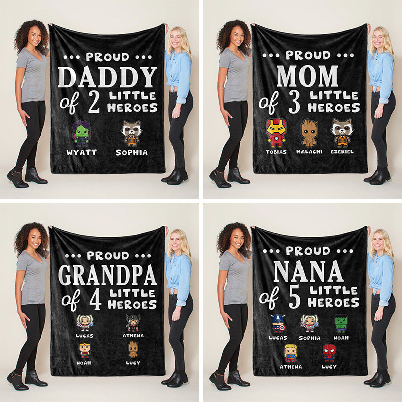 Personalized Proud Mom of Little Heroes Blankets with Names