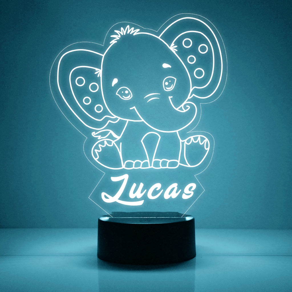 Custom Elephant Night Lights with Name / 7 Color Changing LED Lamp V02