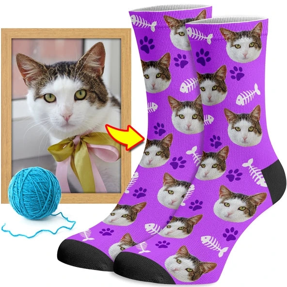 New Custom Christmas Socks With Your Pet's Face