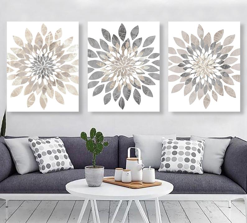 Modern Flower Bursts Wall Art Set