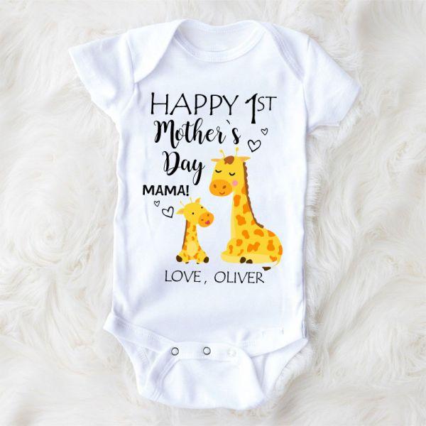 Custom Giraffe Mother's Day Cozy Plush Fleece Blankets