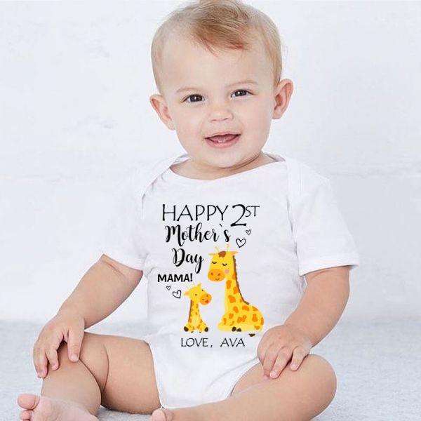 Custom Giraffe Mother's Day Cozy Plush Fleece Blankets