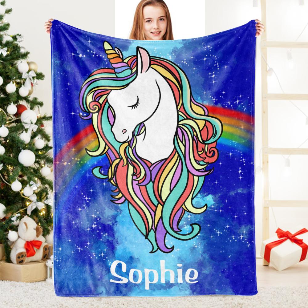 Custom Magical Unicorn Cozy Plush Fleece Blanket