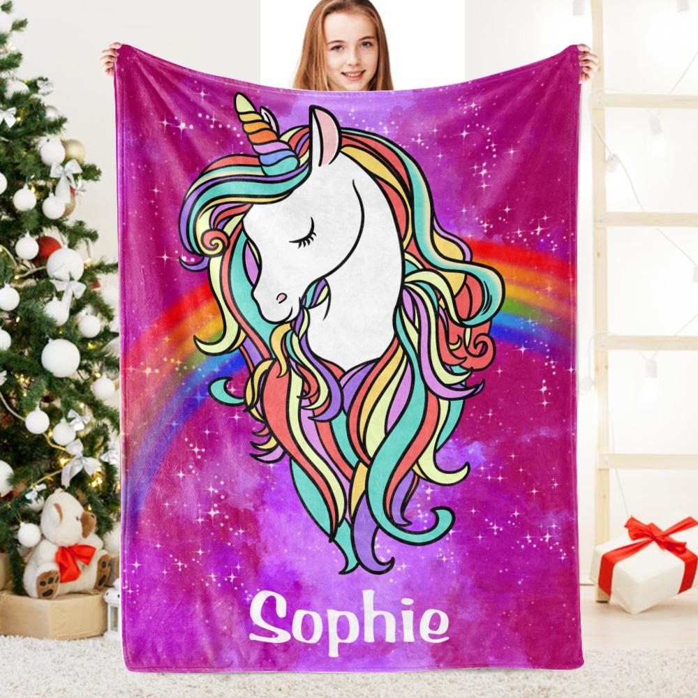 Custom Magical Unicorn Cozy Plush Fleece Blanket