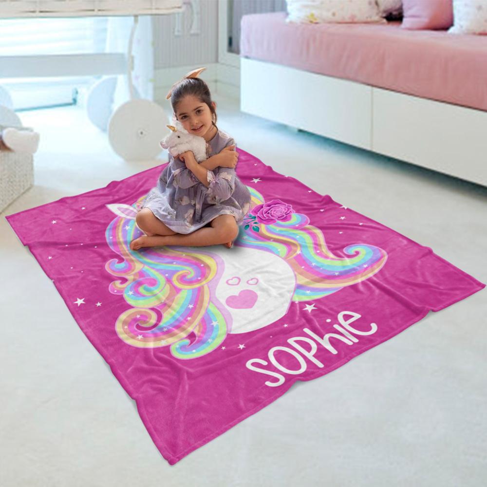 Personalized Magical Unicorn Fleece Blanket - 3 Colors Available