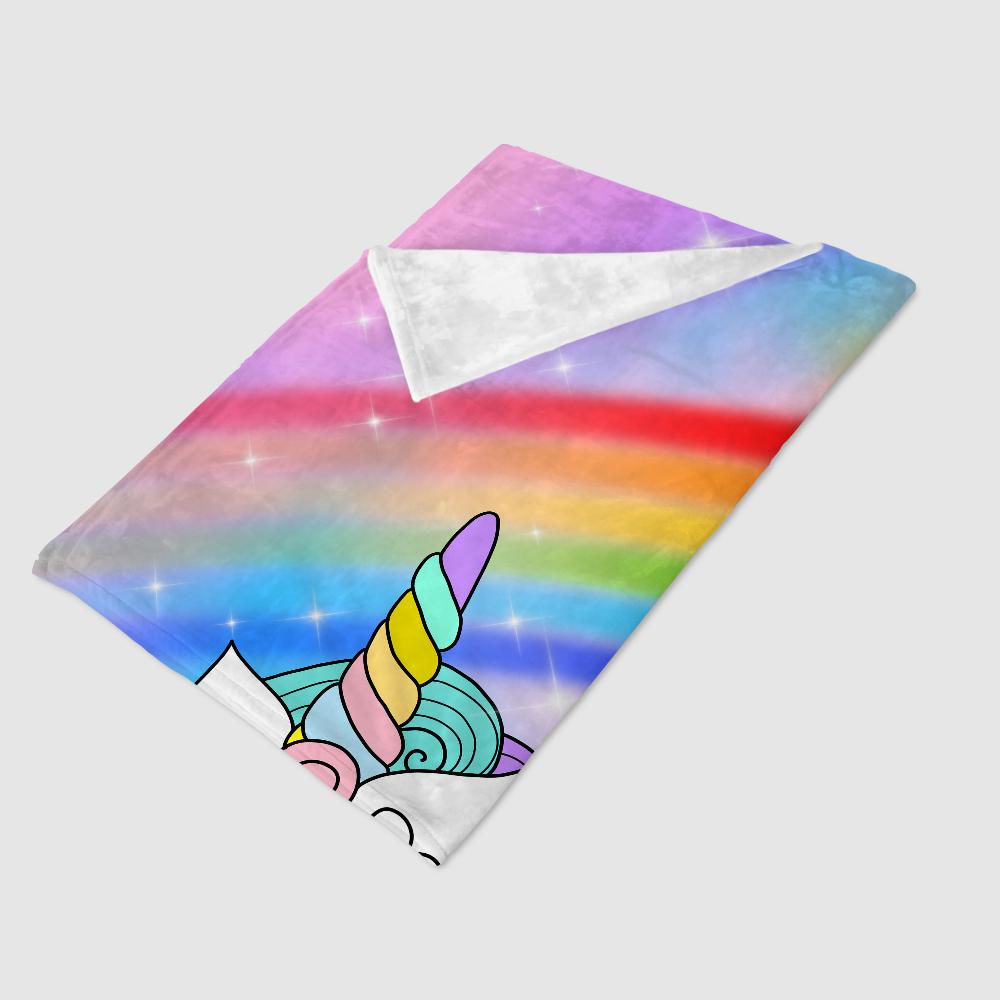 Custom Mermaid & Rainbow Unicorn Cozy Plush Fleece Blanket