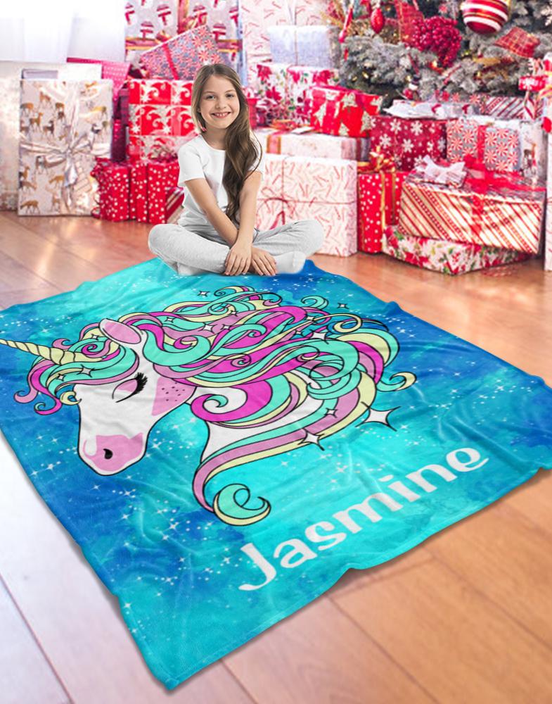 Custom Magic Unicorn Cozy Plush Fleece Blanket - 3 Colors Available