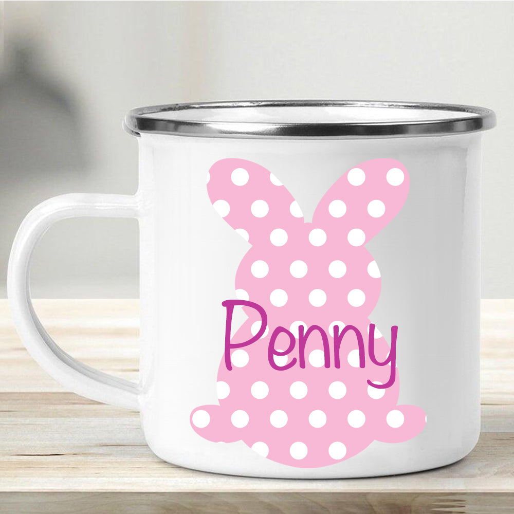 Custom Name Rabbit Easter Children's Enamel Campfire Mug XII