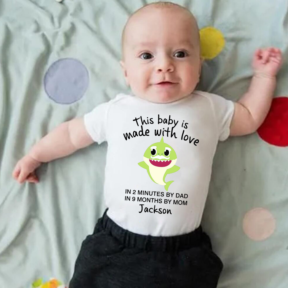 Custom Baby Onesie, Funny Baby Onesie, Baby Boy Onesie, Green Shark Baby Onesie