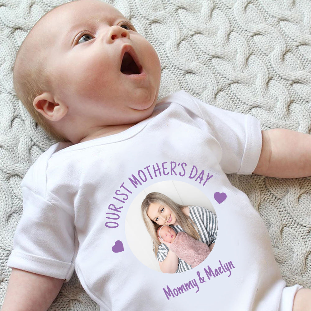 Baby Photo Bodysuit, Custom Baby Onesie, Funny Baby Onesie, Baby Boy Onesie, Baby Girl Onesie, Mother's Day Bodysuit