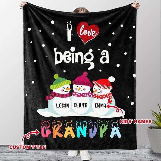 Custom CHRISTMAS BLANKET with Nickname & Kids Names