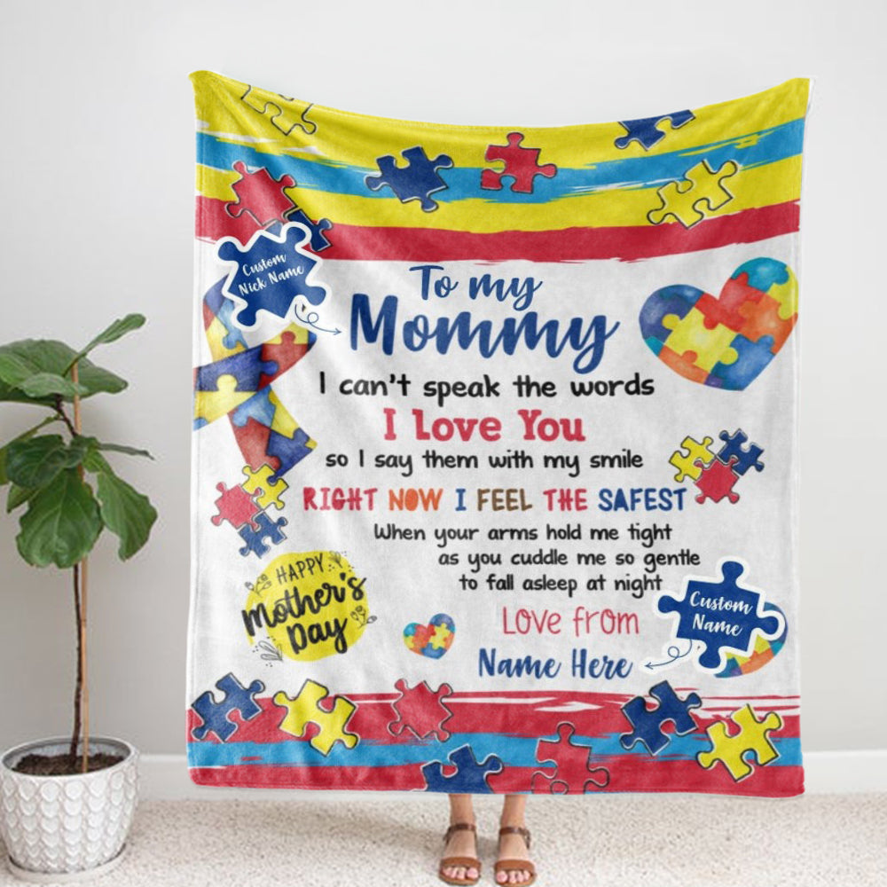 Custom "To My Mom" Autism Kid Fleece Blanket, Kid Name Blanket, Mother's Day GIft