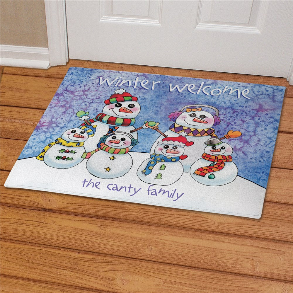 Personalized Snowman Family Doormat,Custom Family Gift,，Christmas Gift