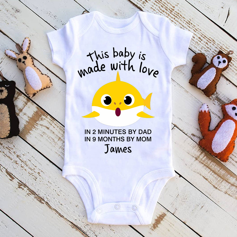 Custom Baby Onesie, Funny Baby Onesie, Baby Boy Onesie, Baby Girl Onesie, Yellow Shark Bodysuit