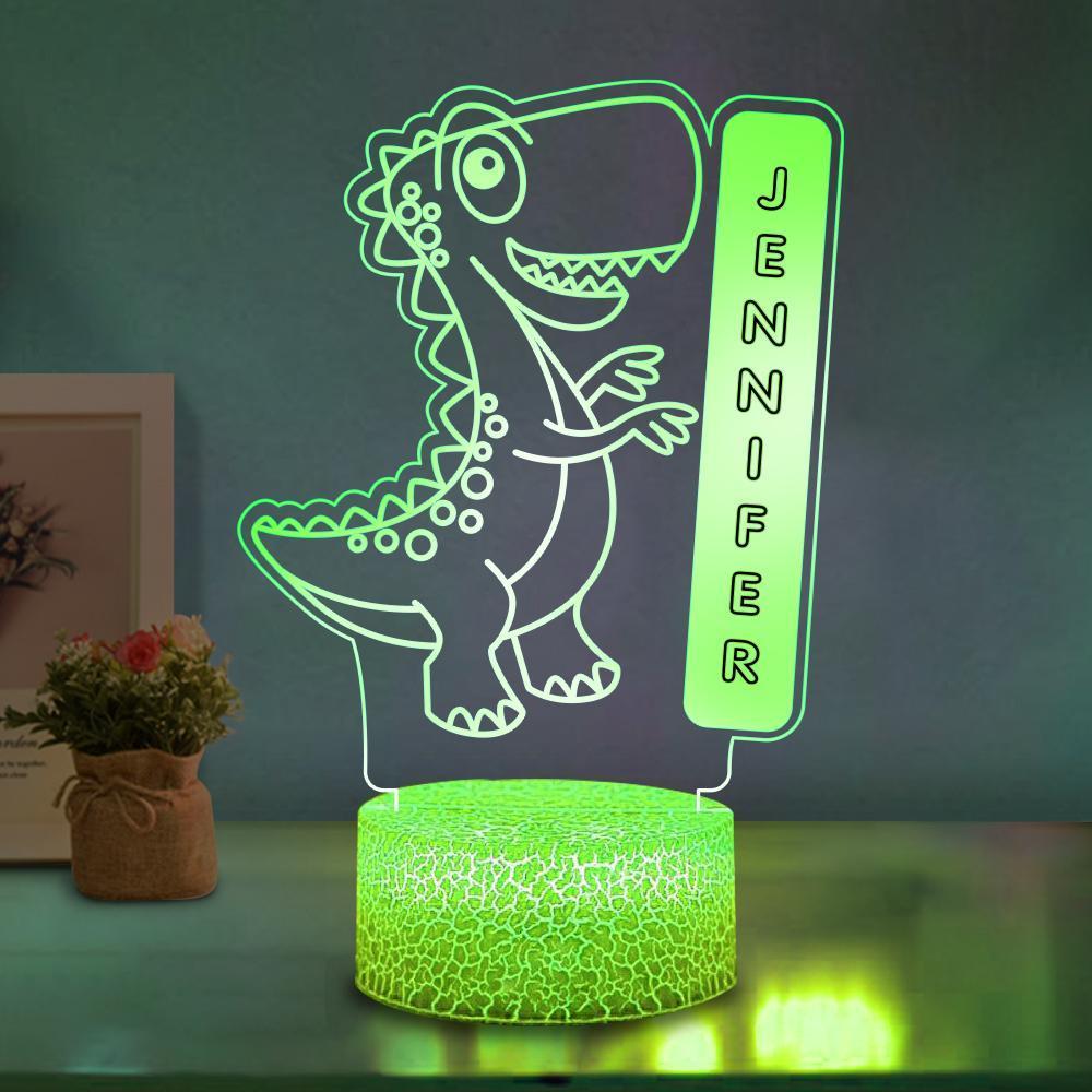 Personalized Name Dinosaur LED Night Light, Custom Nursery Baby Kids Room Name Sign Gift