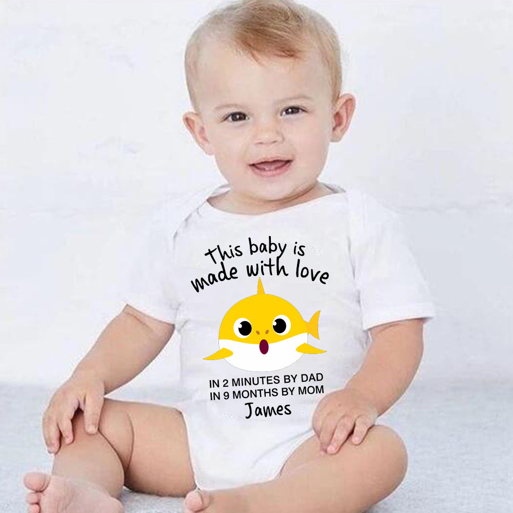 Custom Baby Onesie, Funny Baby Onesie, Baby Boy Onesie, Baby Girl Onesie, Yellow Shark Bodysuit