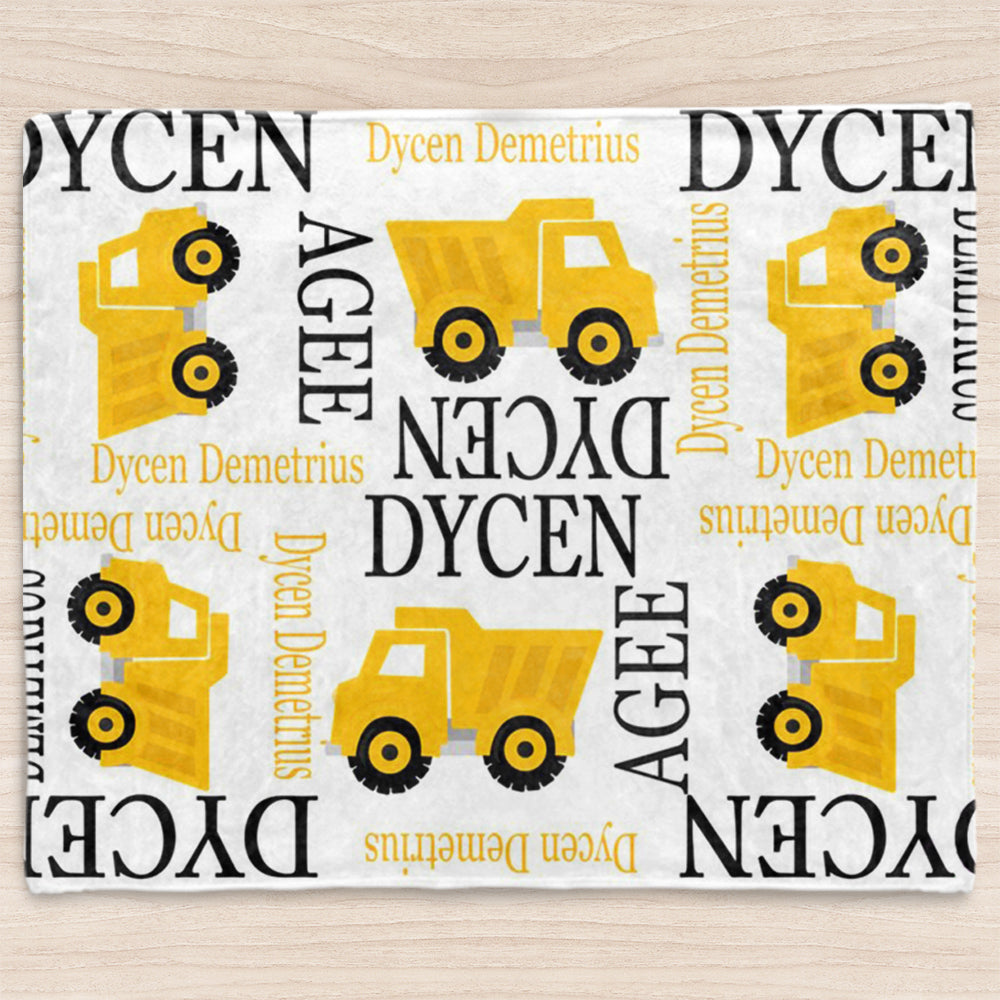 Custom Name Truck Baby Boy Blanket