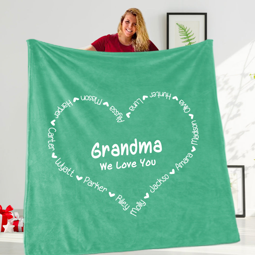 Personalized Heart-shaped Nickname and Kids Name Fleece Blanket