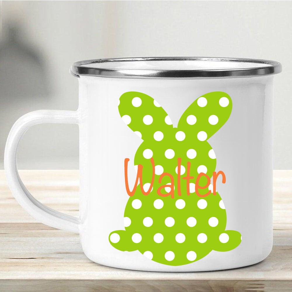 Custom Name Rabbit Easter Children's Enamel Campfire Mug XI