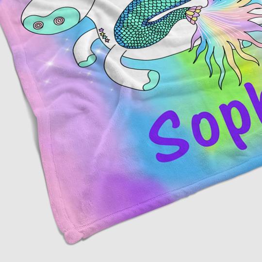 Custom Name Unicorn Velveteen Plush Blanke