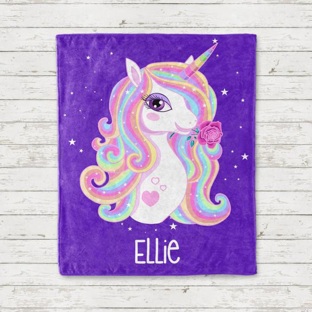 Custom Baby Name Blanket, Personalized Baby Blankets, Baby Shower Gift, Baby Name Blanket, Baby Girl Blanket, Velveteen Plush Blanket, Baby Unicorn Blanket