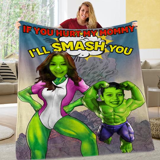 Custom Hulk Portrait Blanket with Photos