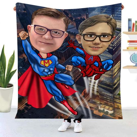 Personalized Hand-Drawing Photo Portrait Fleece Blanket